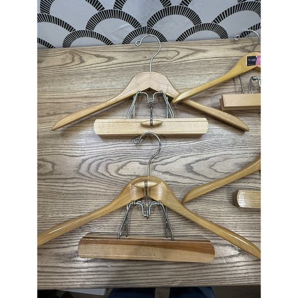 Lot Of 4 Vintage 18" Wood Suit Coat Blazer Trouser Pant Hanger Presswell - Picture 3 of 8